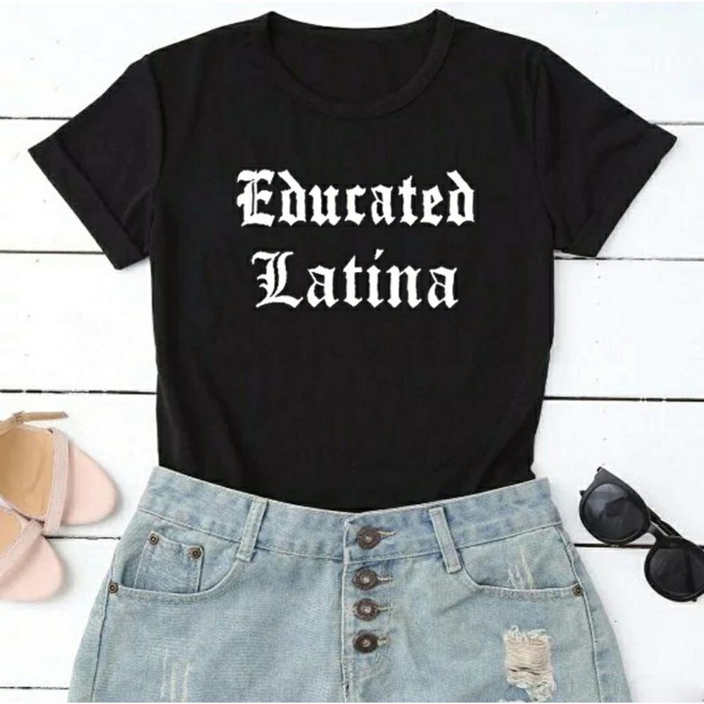 Black Tee Shirt Top Educated Latina - Picture 3 of 6